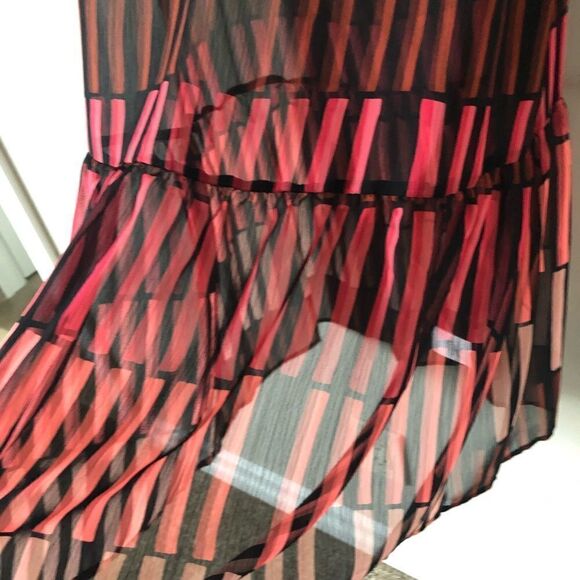 Apt.9 Sleeveless Multicolor Sheer Ruffle Dress/Swimsuit Coverup Size Medium - Picture 9 of 10